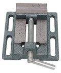 Top view of Beefy 3 Inch High Carbon Steel Drill Press Vise with raised widened jaws for precise woodworking and hardware projects.