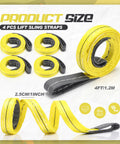 Beefy 4 Pack Lift Sling Straps 1 inch wide by 4 feet long heavy duty web slings made from polyester nylon for hoist cars and outdoor use