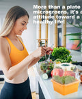 Woman preparing salad with microgreens next to Four Pack Microgreen Sprouting Trays With Humidity Domes 5 By 5 Inches BPA Free