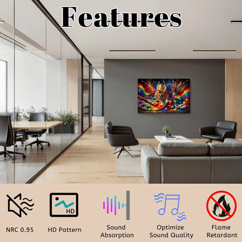 Modern office space showcasing 8 Pack Self Adhesive Acoustic Panels Level Up Your Home Studio Setup decor and sound features.
