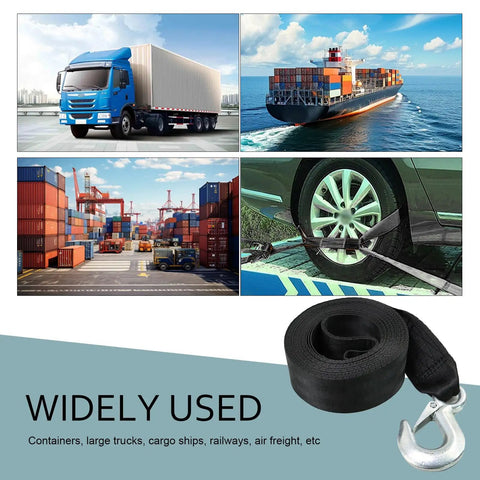 Heavy Duty 20 Ft Boat Winch Strap With Hook And Rust Proof Hardware, Corrosion Resistant Trailer Tie Down Strap For Towing Boats, ATVs, Trucks And Cars, Universal Fit For Any Boat Or Trailer, black polyester strap with hook