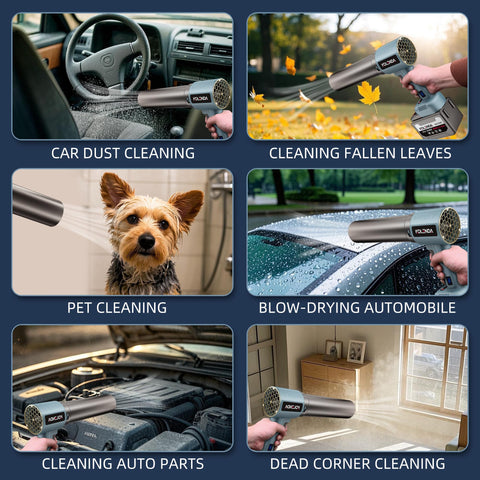 Cordless Handheld Car Dryer And Air Blower, Lightweight Yet Powerful, used for car dusting, leaf blowing, pet cleaning, and more.