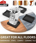 Rectangle Rubber Caster Cups No Slip Furniture Pads 8 Pack 2.9 By 2.3 Inches Anti Slip Grippers That Stop Sliding Wheel Stoppers For Rolling Furniture Black shown on various floor types with caster wheel.