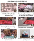 DIY greeting card making process using Totally Seven Piece Leaf Die Cut Set For Scrapbooking And Card Making with embossing machine