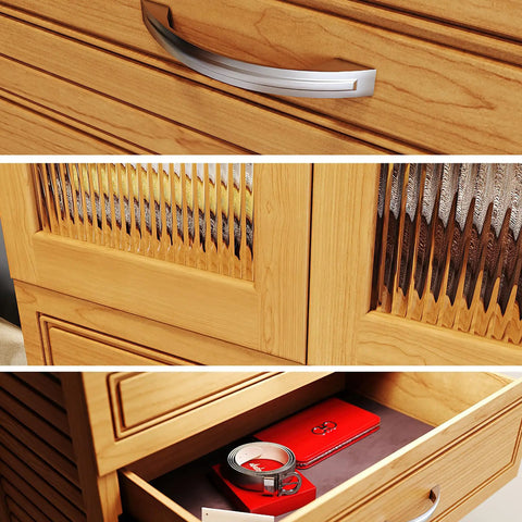 Heavy Duty Wall Mounted Wood Closet Organizer With Shelves And Four Deep Drawers Featuring Smooth Soft Close Glides Plus Hanging Rods For Walk In Storage In Honey Maple Finish Is Seriously Slick