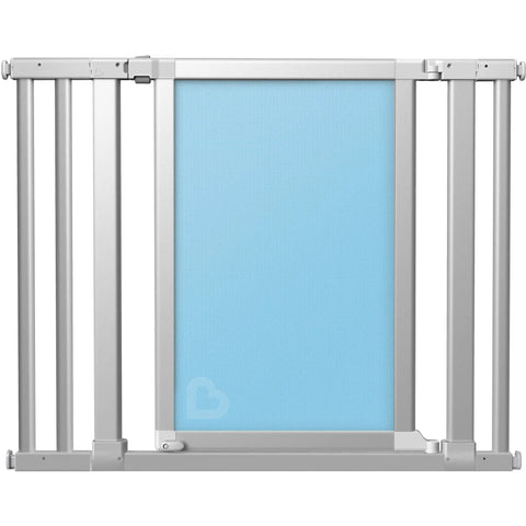Vibe Mesh And Steel Baby Gate In Berry With Turnkey Mounts, Expandable To 40.5 Inches, Easy Close Push Door, durable for stairs and hallways.