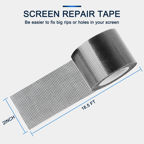 Window Screen Repair Kit 2 Inch By 16.5 Foot Fiberglass Mesh Tape With 3 Layer Strong Adhesive And Waterproof Patch for holes