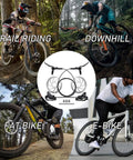 Bikers in varied terrains with four piston hydraulic disc brake kit for mountain bikes and e bikes with 160mm rotors.