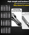 Dope 27 In 1 Magnetic Mini Screwdriver Set with S2 steel bits displayed, highlighting hardness and material quality.