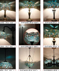 Sea Blue Tiffany Style Dragonfly Ceiling Light Fixture, Stained Glass Semi Flush Mount Lamp, 12 Inch Shade, Antique Green Bronze Base