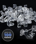 Crystal Clear Hinged Polycarbonate Ceiling Hooks For Drop Ceiling T-Bars Pack Of 100 Holds Up To 15 Lbs shown in pile