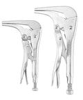 Two Pack 90 Degree Offset Long Nose Locking Pliers Set 7 Inch And 11 Inch Heavy Duty Locking Pliers With Wide Jaw Opening