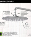 Rain Shower Head Upgrade With 11 Inch Wide Coverage 2.5 GPM Flow Brushed Nickel Finish Easy Clean Nozzles And Pressure Balanced Design