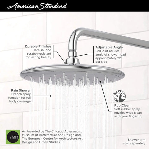 Rain Shower Head Upgrade With 11 Inch Wide Coverage 2.5 GPM Flow Brushed Nickel Finish Easy Clean Nozzles And Pressure Balanced Design