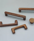Assorted walnut wood drawer pulls including Six Pack Walnut Wood Drawer Pulls Set Rustic Cabinet Handles For Kitchen And Furniture Hardware
