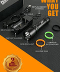 Beast 3600 Lumen Dive Light With 150M Depth Rating And 300M Long Range Beam, Rechargeable Scuba Torch and accessories kit