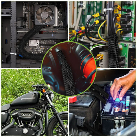 2 To 1 Shrink Ratio Heat Shrink Wire Loom Braided Cable Sleeves For Automotive Wiring Harness Protection in various installations