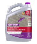 Rejuvenate 1-gallon All Floors Restorer jug with label, shows mop on floor, fills scratches, deep shine, protects hardwood, laminate, vinyl, tile