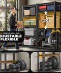 Heavy Duty 5 Tier Garage Shelving Unit 72 Inch High Adjustable Metal Rack For Tools And Gear Pro DIY Storage, black steel shelving with adjustable shelves