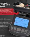Pro Grade Money Counting Scale and Bill Counter for Fast Cash Drawer Tally, showing coin tray and LCD display with controls.