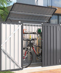 Outdoor Trash Can Storage Shed With 46 Cu Ft Capacity, Waterproof Horizontal Cabinet, Dark Grey Outdoor Storage Solution