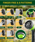 Heavy Duty Metal Garden Hose 50 Ft With Swivel Handle And 8 Function Nozzle Flexible No Kink 304 Stainless Steel Construction For Outdoor Yard And Garden Use Weatherproof Durable Interlocked Steel Design For All Weather Use, 8 spray patterns
