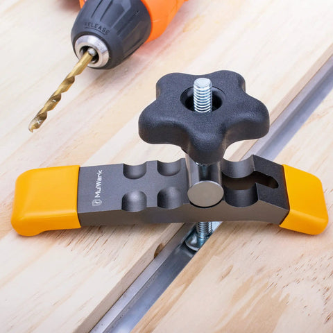 Heavy Duty T Track Hold Down Clamps Set No Fuss Quick Change Design For Woodworking, 2 Pack Includes T-Bolts, Connection Shafts