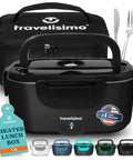 Electric Heated Lunch Box For Adults 100W Portable Food Warmer 1.5L Stainless Steel With 12 24 110V, black with carrying case