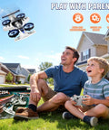 Father and son playing with Totally 2 In 1 Remote Control RC Plane And Car That Lets You Ride And Fly Foam Indoor Outdoor Racer.