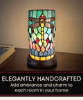 Vintage Tiffany Dragonfly Desk Lamp 11 Inch With Mosaic Glass Shade Small Accent Table Light Handmade Look UL Listed Home Decor