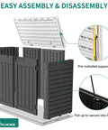 Assembly view of Outdoor Resin Storage Shed With Multi Opening Doors Easy Access Weatherproof Lockable 35 Cu Ft Capacity