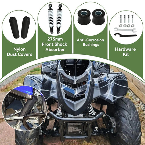 Beefy Front Shock Absorber Kit For 125Cc And 110Cc Tao Tao Coolster ATV with shock covers and installation hardware kit