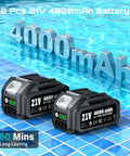 Two 21V 4000mAh batteries for Cordless Water Transfer Pump With Two 4.0Ah Batteries Included, 740 GPH Portable Submersible Pump