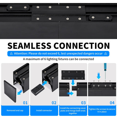 Bright 4 Foot LED Linear Light Fixture With 50W Dimmable And Linkable Design showing seamless connection steps