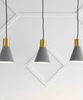Apollo Style 33.5 Inch Gray And Brass Gold Mid Century Modern Iron LED Pendant With Black Metal Shade Adjustable Hanging Ceiling Lights