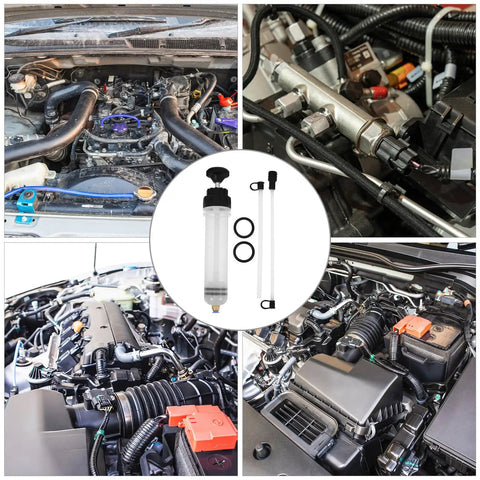 200cc Manual Oil Fluid Extractor Pump For Car Engine And Brake Fluid Change, Portable Easy Grip Suction Tool For Quick Fluid Transfer And Maintenance, DIY Auto Care, with tubes and gaskets