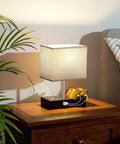 Fully Dimmable Bedside Lamp With Touch Control, USB C And USB A Charging Ports, Built In Phone Stand, Compact Desk Lamp on Table