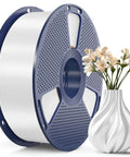 Silk PLA Filament 1.75mm 1kg for 3D Printers with a dope glossy silk finish next to a 3D printed vase, ideal for art projects.