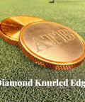 Personalized Golf Ball Marker Set Of 2 In Solid Brass And Copper With Knurled Edges Engrave Up To 20 Characters