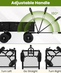 Heavy Duty Metal Garden Cart with 180 Degree Rotating Handle and 10 Inch All Terrain Tires