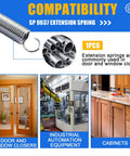 Strong Arm Extension Spring Crafted From Heavy Duty High Carbon Steel Measuring One Inch Outer Diameter By Twelve Inch Length Zero One Oh Five Wire Thickness Built Tough For Door Closers And Garage Hardware Retrofits in various uses including door closers and cabinets.