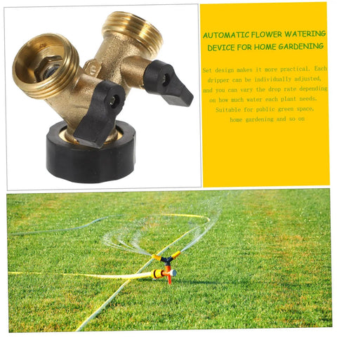 Two Pack Brass Hose Y Splitter With Quick Connect Garden Hose Connector And Water Adapter For Dual Outlets
