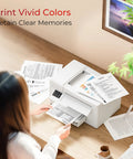 Person using a printer with 63XL Ink Cartridges 3 Pack Black And Color Replacement for HP printers.