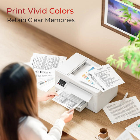 Person using a printer with 63XL Ink Cartridges 3 Pack Black And Color Replacement for HP printers.