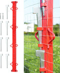 Image of 6-Foot Woven Wire Fence Stretcher Bar With 7 Wedges, Heavy-Duty Carbon Steel Fence Stretcher Tool, Red Anti-Corrosion Coating.