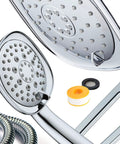 Next Level High Pressure Square 3 Way Luxury Spa Shower System with 7.5 Inch Rain Head and Handheld Shower, chrome finish.
