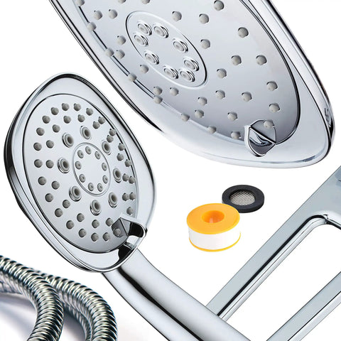 Next Level High Pressure Square 3 Way Luxury Spa Shower System with 7.5 Inch Rain Head and Handheld Shower, chrome finish.