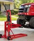 Heavy Duty 750Lb Capacity Hydraulic Riding Lift Jack For Tractors AtVs And Zero Turn Lawn Mowers Adjustable Height With Safety Lock, lifting mower.