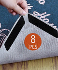 Non Slip Rug Tape For Area Rugs And Hardwood Floors Keeps Corners Flat With Reusable Double Sided Adhesive Grippers shown