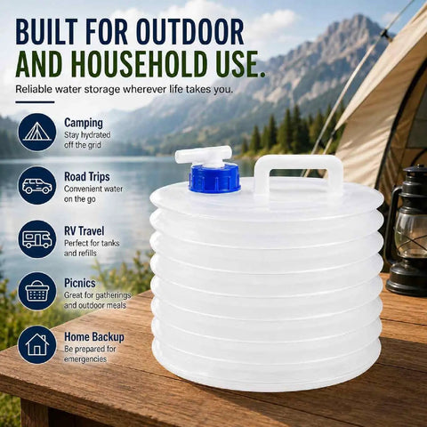 Collapsible Water Container With Spigot For Camping And Outdoors Foldable 15L Water Jug With Handle Food Grade Portable Storage Tank